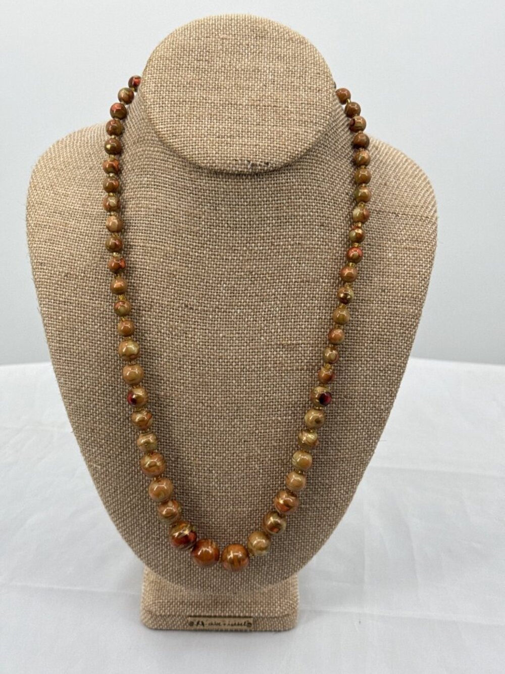 Vintage Earthy Faux Jasper Agate Beaded Necklace Boho